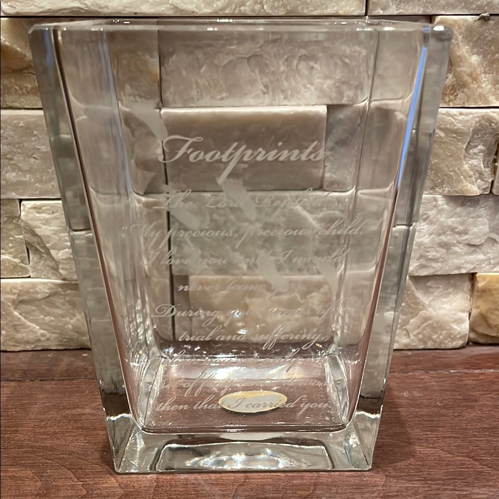 Clear Lead Crystal Vase with Engraving